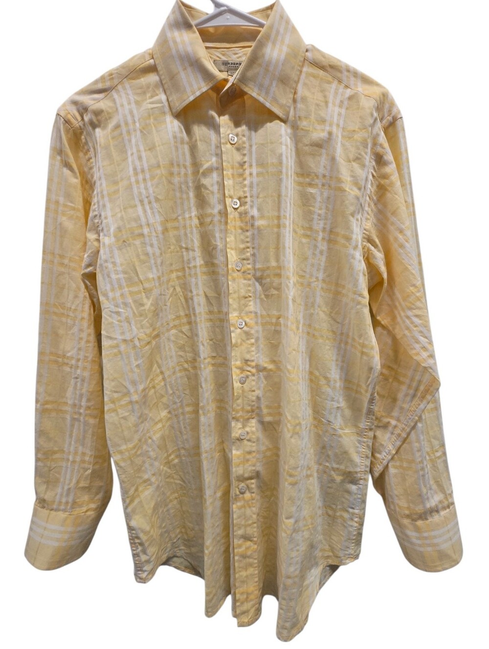 Burberry House Check Pattern Long Sleeve Shirt Yellow Sz Small
